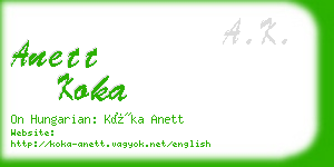 anett koka business card